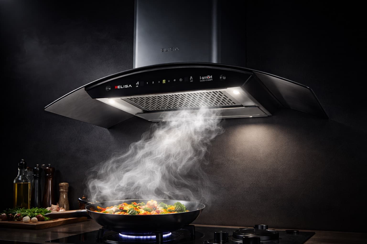 Elisa kitchen chimney with i-smart auto clean technology